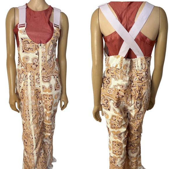 NWT Free People Movement Alpine Glow Printed Snow Bib Brushed Sail Paisley - Picture 1 of 16